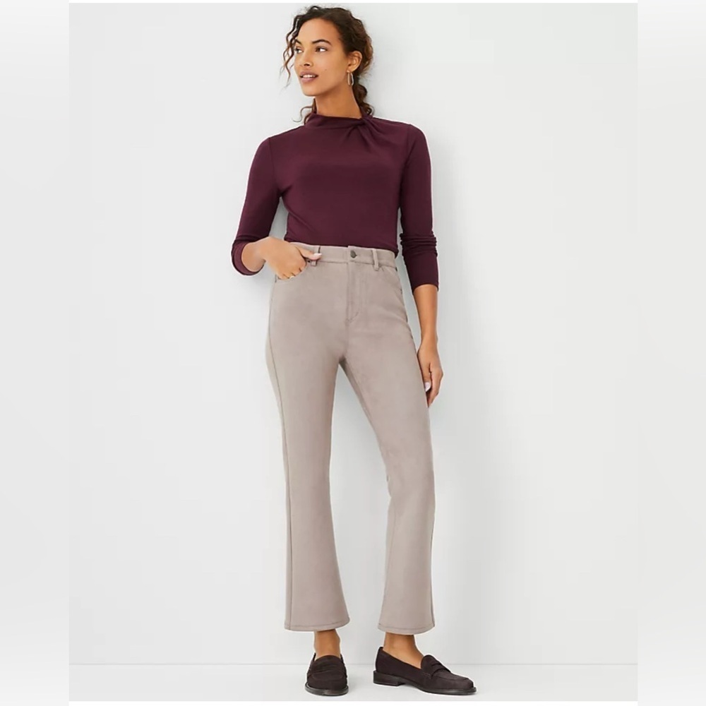 Ann Taylor Elegant Tan Faux Suede Boot Cut Pants.   Size-0P